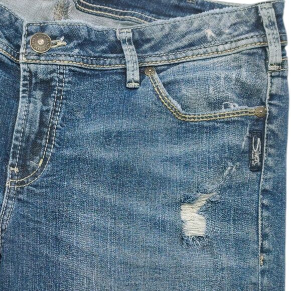 Silver Elyse Ankle Slim Womens Jeans 33x27 Floral Embroidered Back Pockets - Picture 4 of 12